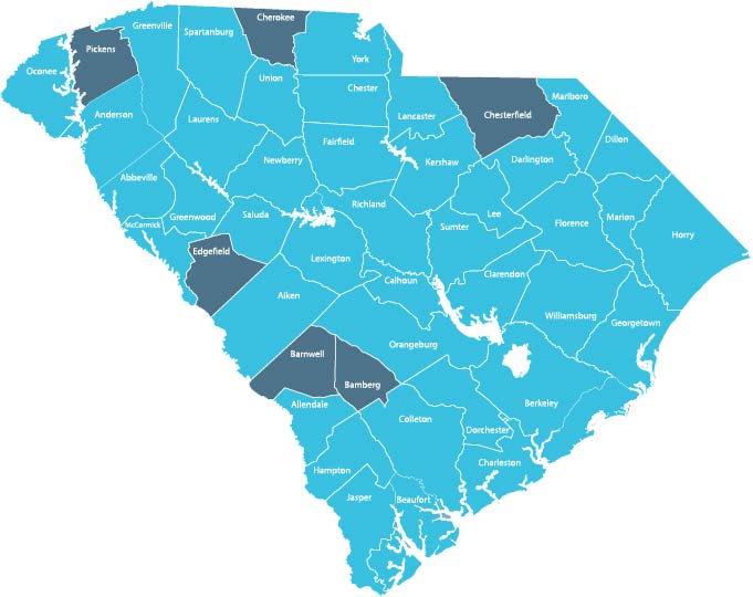 South Carolina County Map With Regions